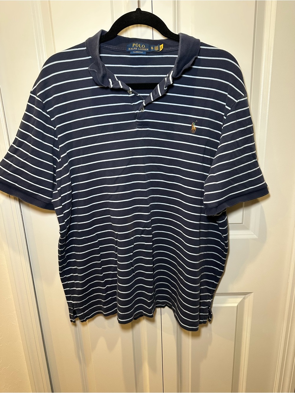 Polo by Ralph Lauren Men’s Navy with White Stripes Classic Fit Polo XL